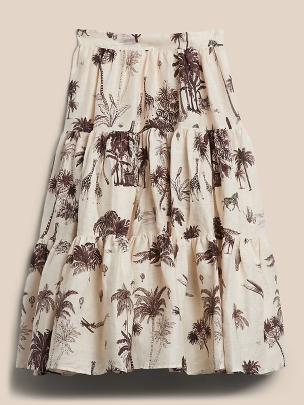 Banana Republic Cream Maxi Skirt with Brown Palm Print - Picture 4 of 7
